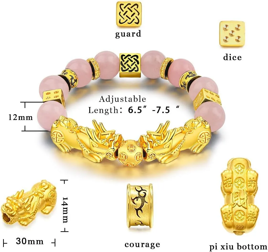 Feng Shui Bracelets for Women Men- 12mm Obsidian Aquamarine Wealth Success Pi Xiu Good Luck Bracelets Necklace Set, Christmas Birthday Gifts for Women Men