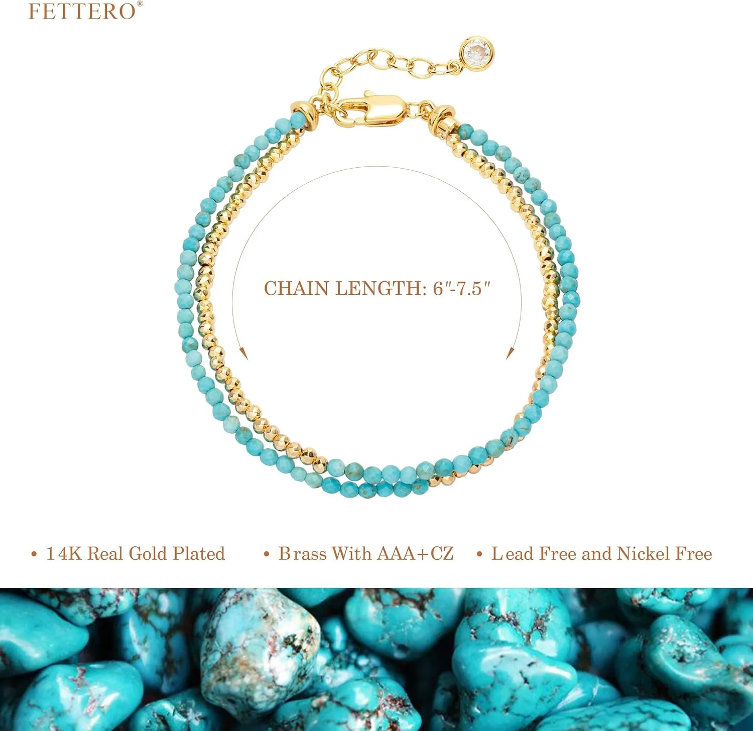 Fettero Charm Bracelet for Women Trendy - Dainty Gold Bracelet Stack Cute Beads Bracelet 14K Gold Plated Layered Boho Bracelets Jewelry