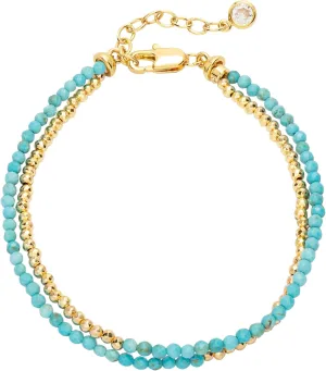 Fettero Charm Bracelet for Women Trendy - Dainty Gold Bracelet Stack Cute Beads Bracelet 14K Gold Plated Layered Boho Bracelets Jewelry