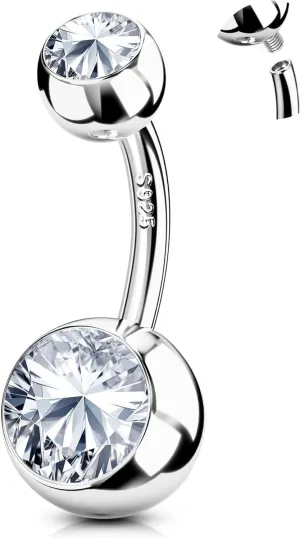 FIASASO Belly Button Ring Surgical Steel Titanium Sterling Silver 14K Gold Belly Button Rings Cubic Zirconia Internally Threaded Belly Rings 14G Belly Piercing Jewelry Hypoallergenic Navel Piercing Jewelry for Women