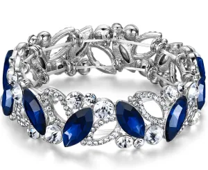 Flyonce Wedding Bridal Marquised Rhinestone Crystal Elastic Stretch Bracelets for Women