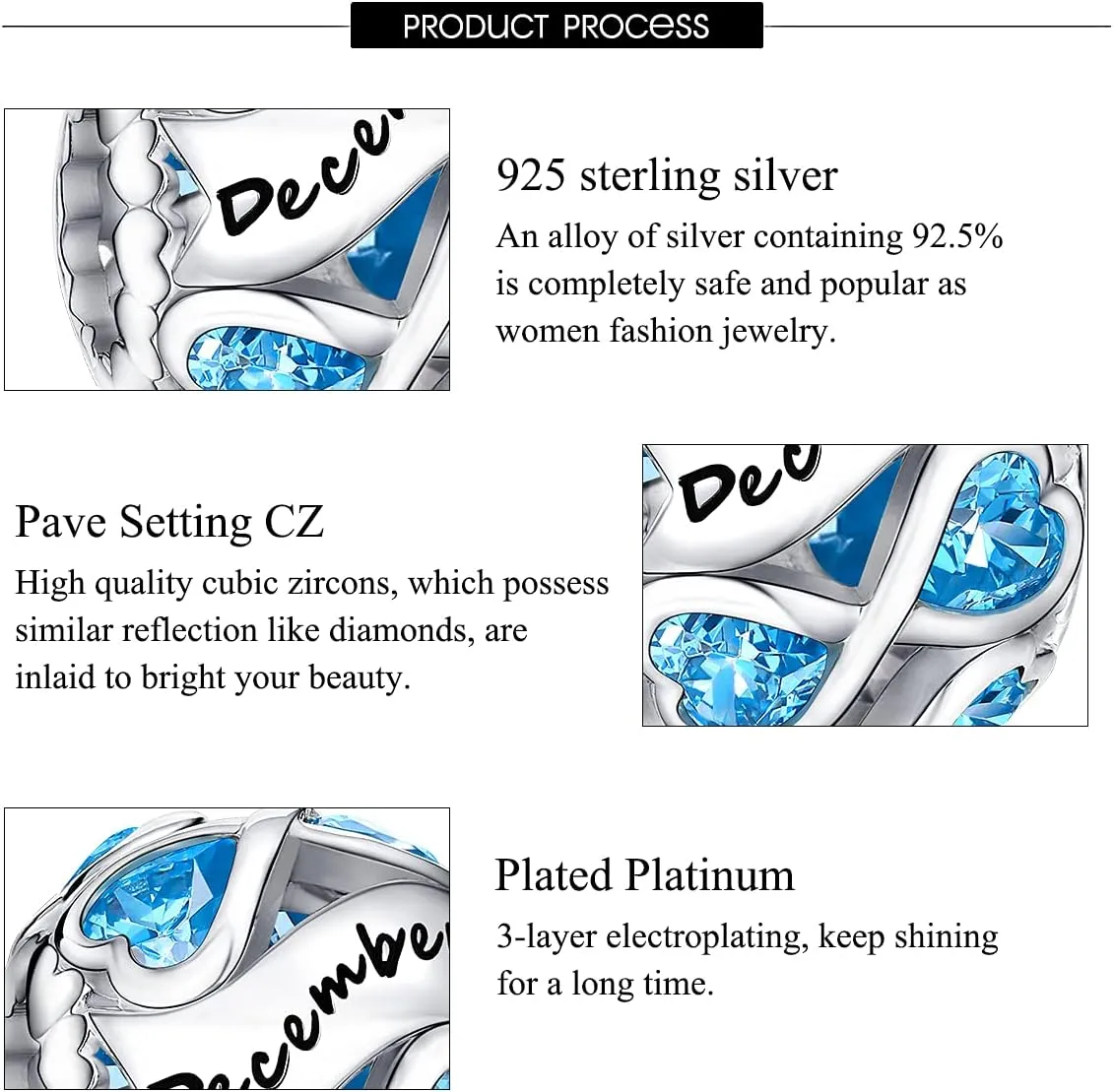 FOREVER QUEEN Birthstone Charms 925 Sterling Silver Infinite Love Heart Openwork Bead for Charm Bracelets and Necklaces with 5A Cubic Zirconia, Birthday Jewelry Gifts Women Girls
