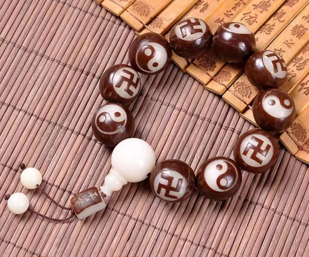 Fozhu Bracelets Set, Buddhist Prayer Beads, Suitable for Both Men and Women in Xizang Buddhist Jewelry,(White)