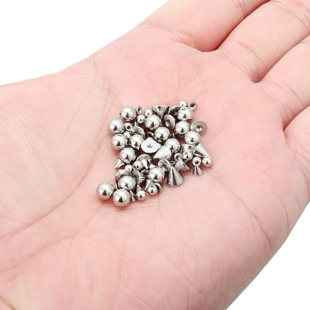 Ftovosyo 40-60PCS 14G 16G 3-6mm 316L Surgical Steel Replacement Balls Spikes Body Jewelry Piercing Barbell Parts Screw Bead for Women Men