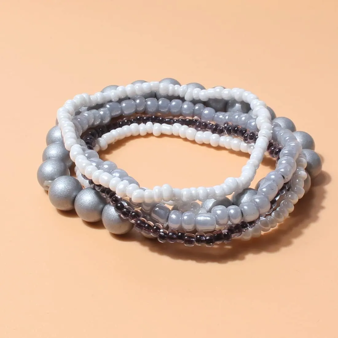 Fuqimanman2020 Boheimain Multilayer Crystal Beaded Stackable Stretch Bracelets Handmade Pearl Strand Elestic Colorful Wristbands Wrap for Women Boho Jewelry