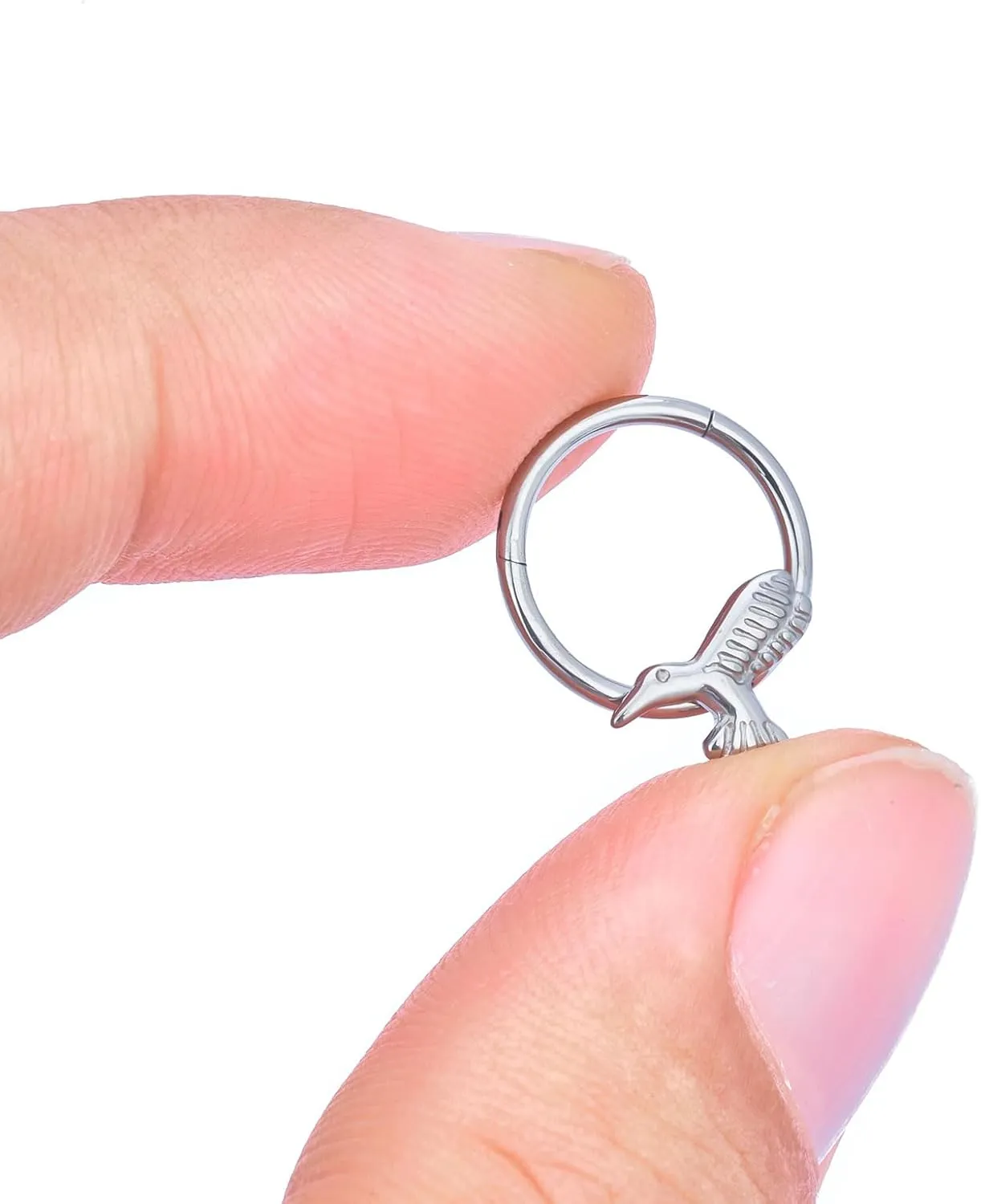 G23 Titanium Septum Rings Hypoallergenic Nose Rings Cubic Zirconia Cartilage Helix Earrings Hinged Segment Seamless Clicker Nose Rings Daith Piercing Jewelry