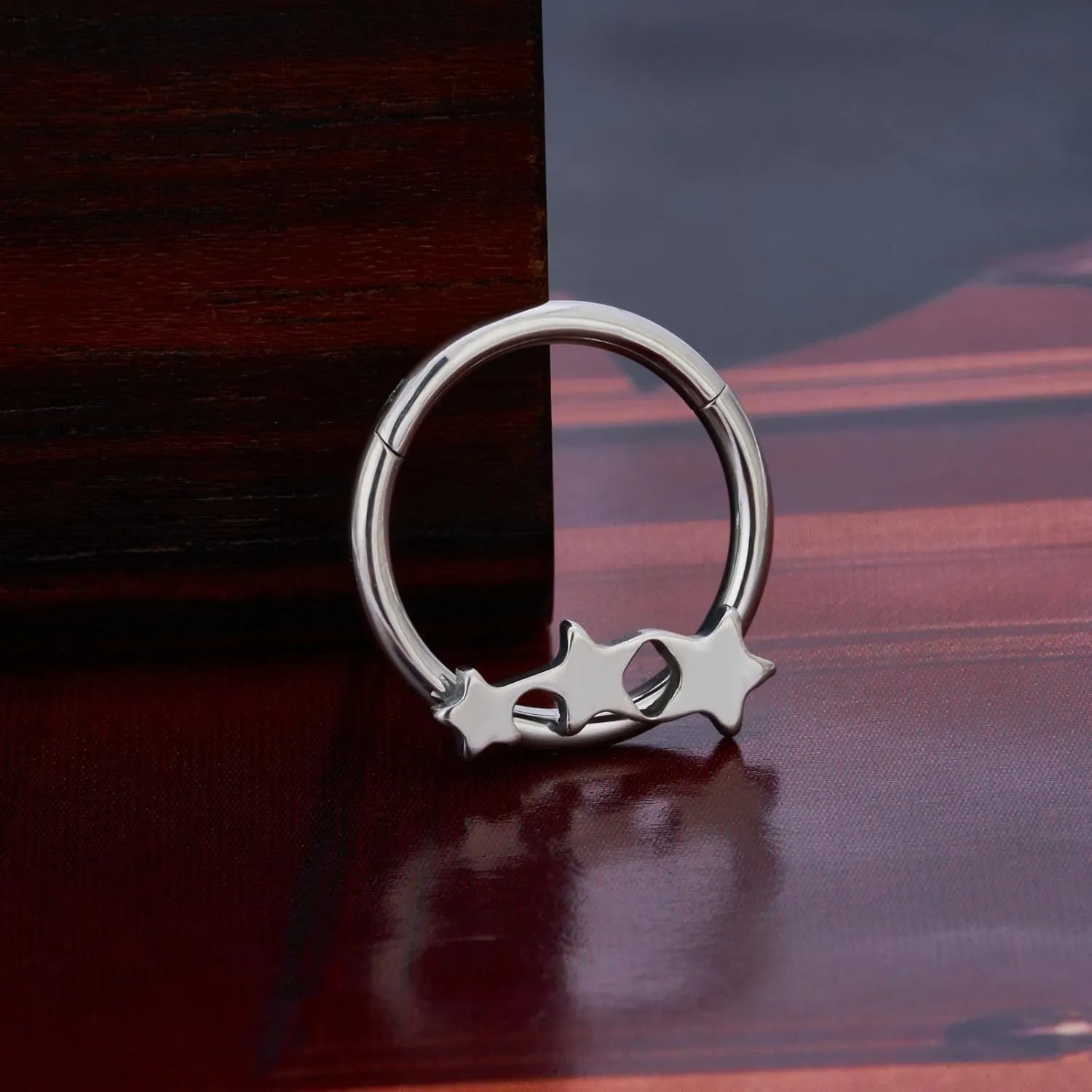 G23 Titanium Septum Rings Hypoallergenic Nose Rings Cubic Zirconia Cartilage Helix Earrings Hinged Segment Seamless Clicker Nose Rings Daith Piercing Jewelry