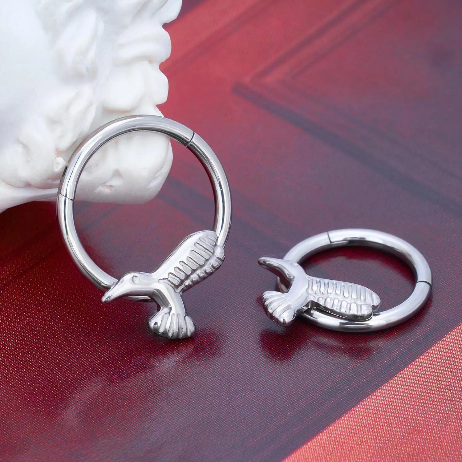 G23 Titanium Septum Rings Hypoallergenic Nose Rings Cubic Zirconia Cartilage Helix Earrings Hinged Segment Seamless Clicker Nose Rings Daith Piercing Jewelry