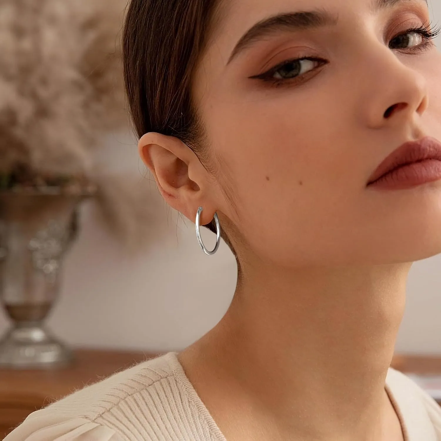 Gacimy Gold Hoop Earrings for Women 14K Real Gold Plated Hoops with 925 Sterling Silver Post