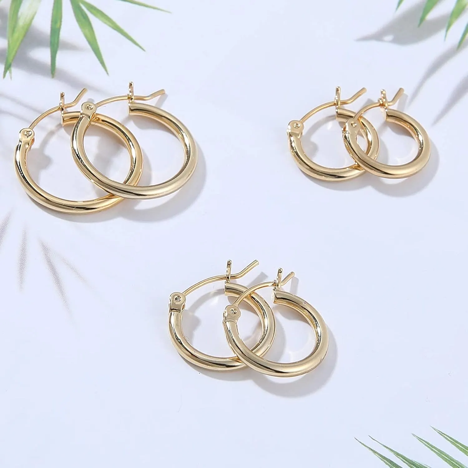 Gacimy Gold Hoop Earrings for Women 14K Real Gold Plated Hoops with 925 Sterling Silver Post