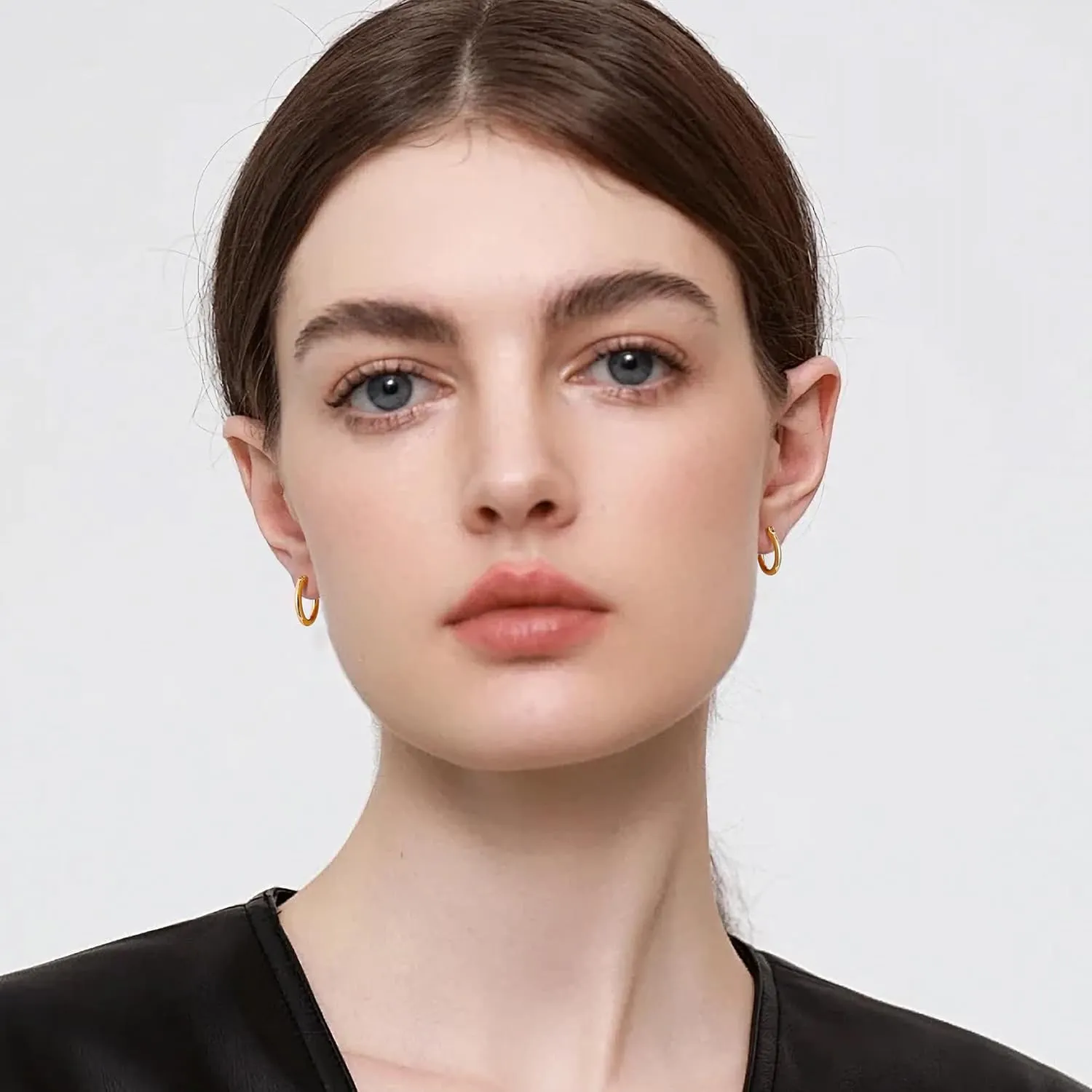 Gacimy Gold Hoop Earrings for Women 14K Real Gold Plated Hoops with 925 Sterling Silver Post