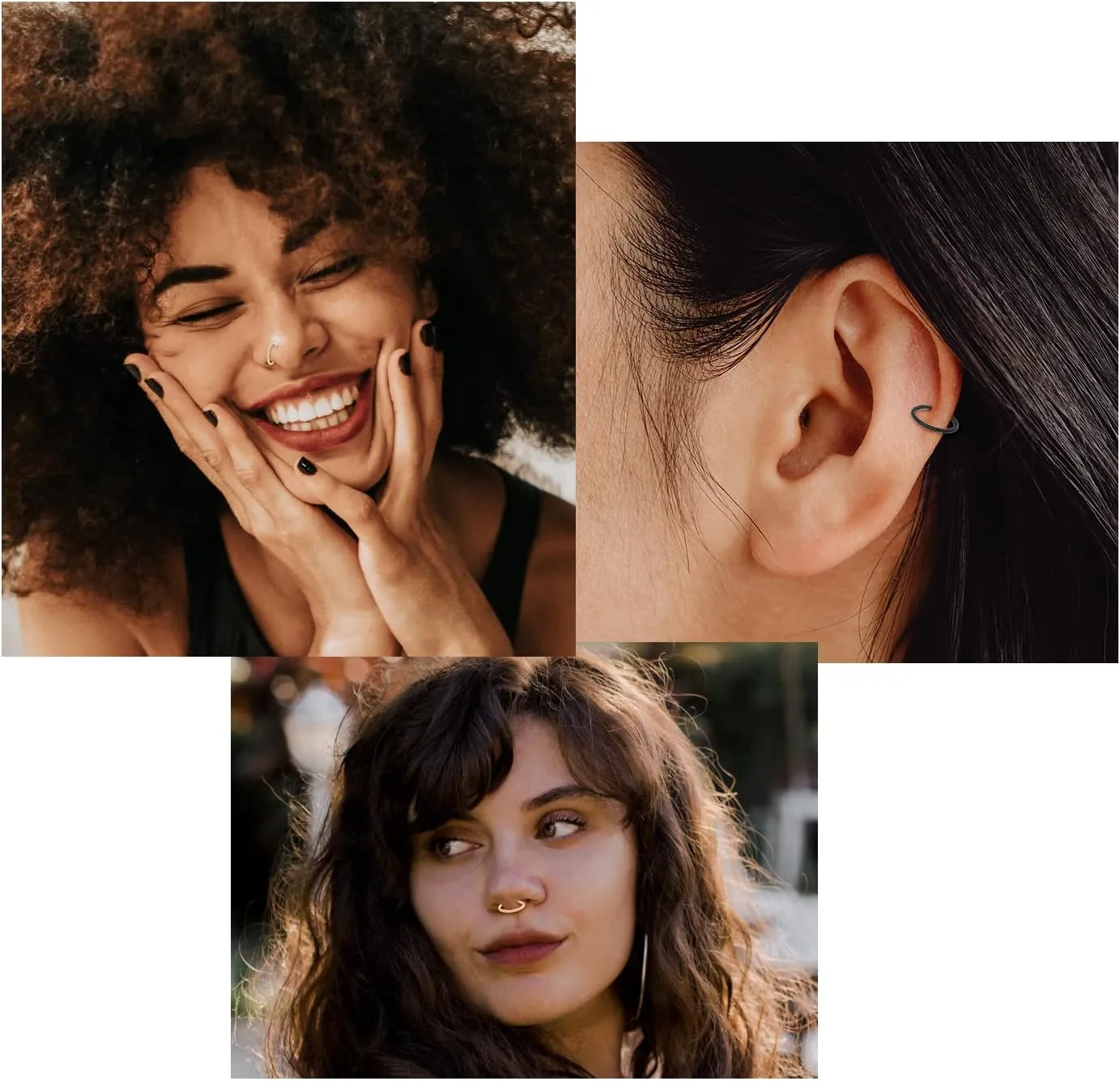 GAGABODY 2 Pcs Nose Rings 20G 18G 16G 14G 12G 10G 8G Surgical Steel Piercing Rings for Nose Septum Cartilage Helix Tragus Conch Rook Daith Lobe from 5mm to 16mm Seamless Hoop Unisex Hinged Earrings