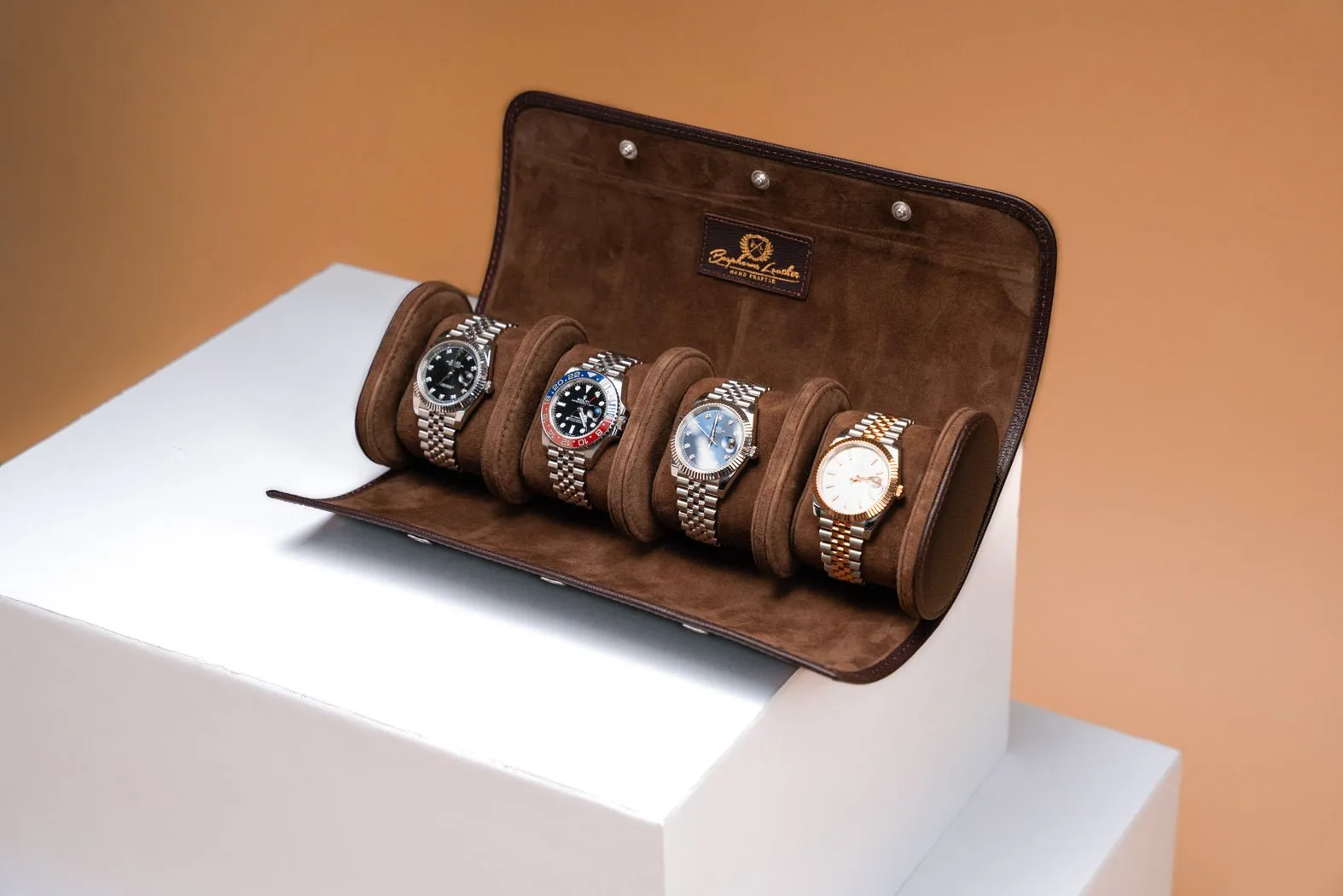 Galata - Saffiano Dark Brown Watch Roll