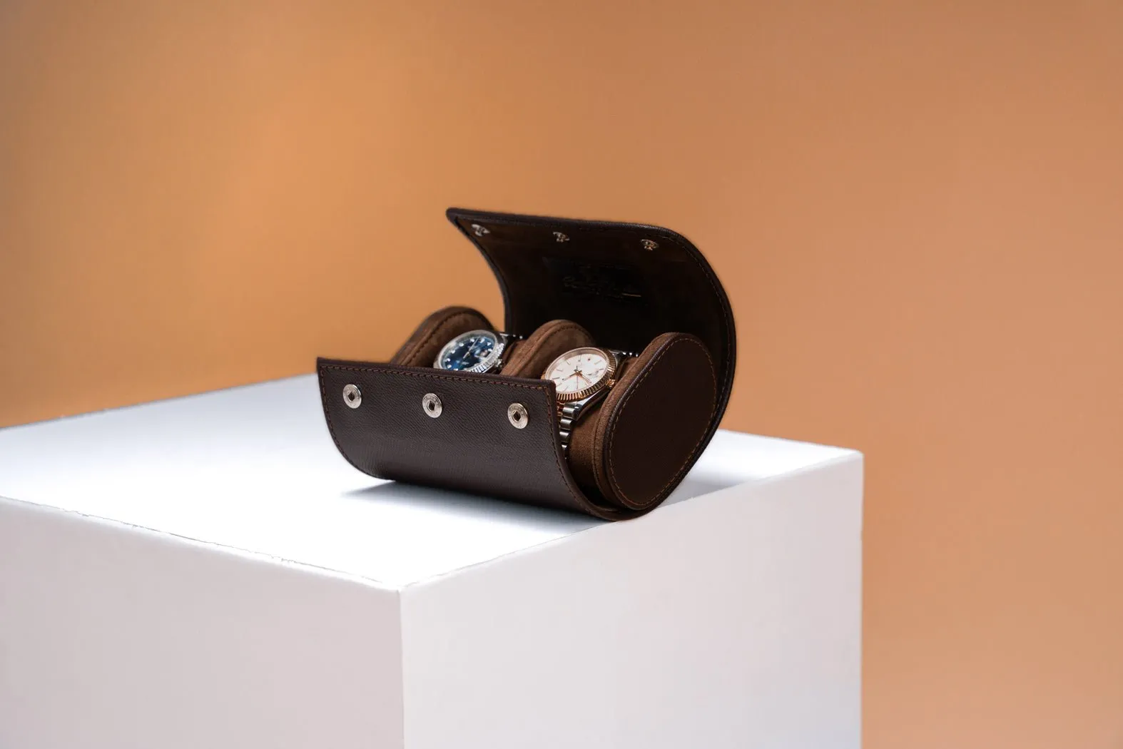 Galata - Saffiano Dark Brown Watch Roll
