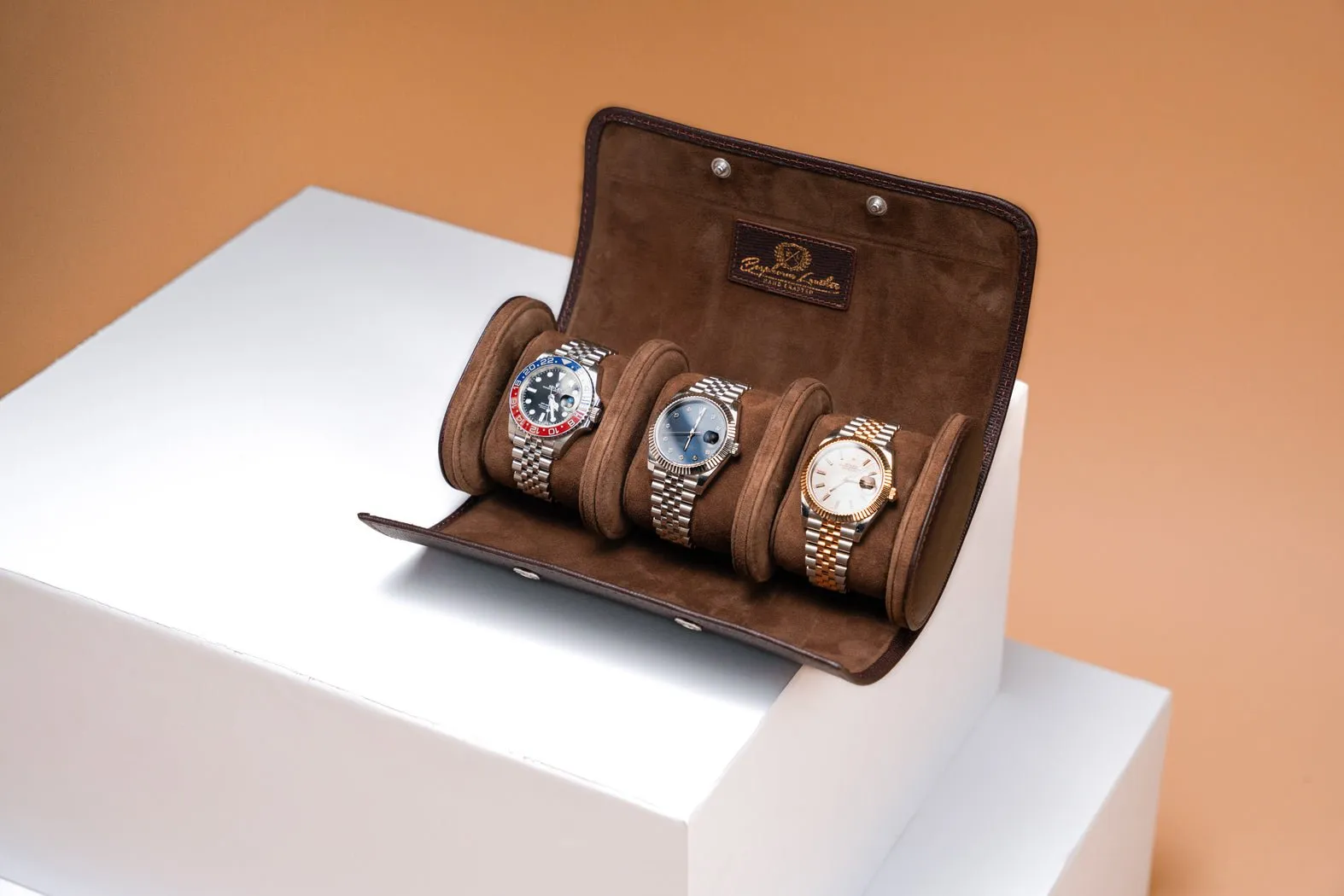 Galata - Saffiano Dark Brown Watch Roll