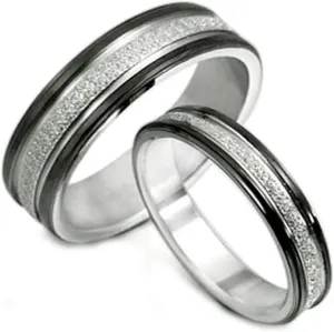 Gemini His & Her Black Titanium Promise Ring Couple Matching Wedding Ring 6&4mm Men Size : 15.5 Valentine