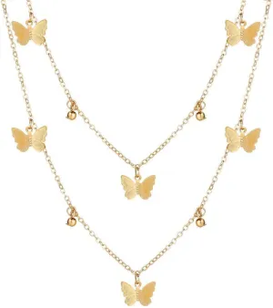 Gold Butterfly Charm Necklace for Women 18k Gold Plated Butterfly Choker Necklaces Dainty Gold Layered Necklace Butterfly Jewelry Gift for Women