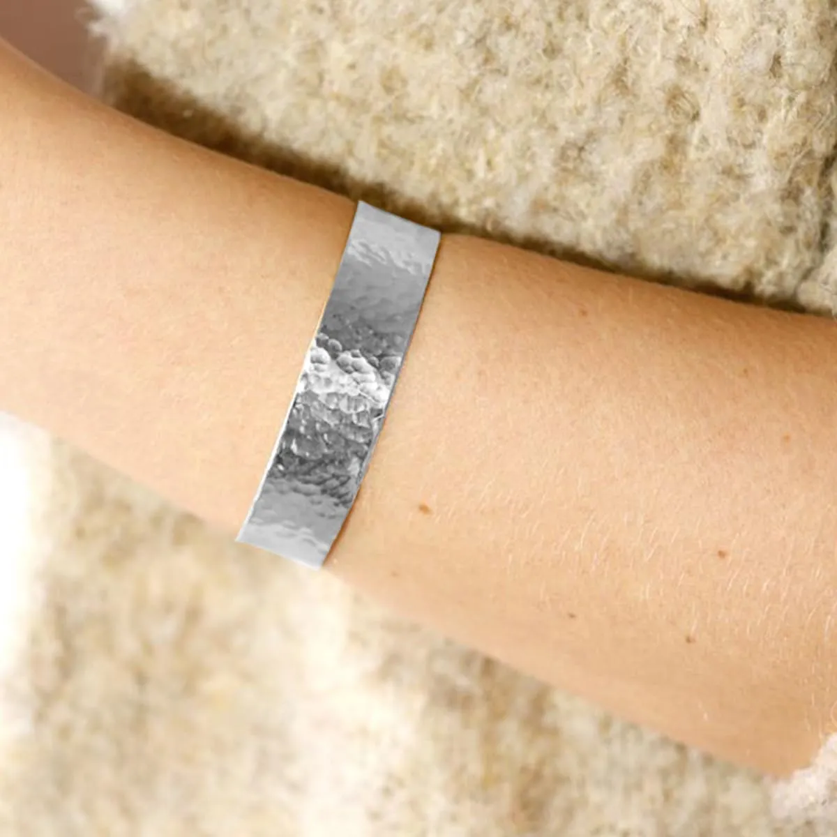 Gold Cuff Bracelet Bangle Hammered Chunky Statement Adjustable Irregular Vintage Jewelry for Women