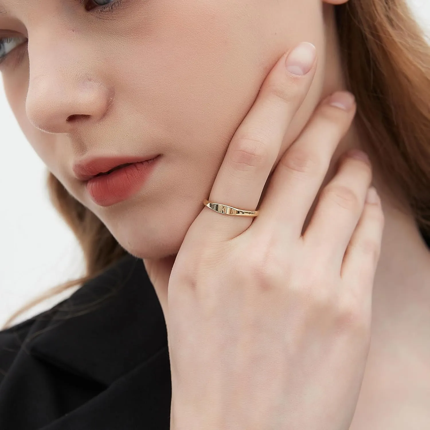 Gold Initial Rings for Women Non Tarnish Thumb Rings for Teen Girls 14K Gold plated for Women