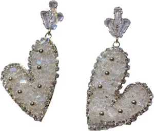 Gold Silver Heart Diamond Stud Earrings for Women Vintage Sparkly Rhinestone Crystal Drop Earrings Jewelry for Her Friend Wife Mom Anniversary Birthday Mother's Day Gifts Cheap amazon haul Items