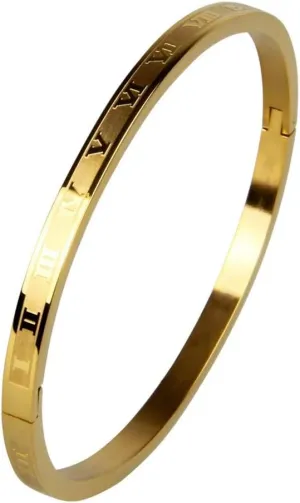 Gold Silver Plated Bracelets for Men Women Roman Numeral Bangle Bracelet Stainless Steel Personalized Engraved Unisex Gift