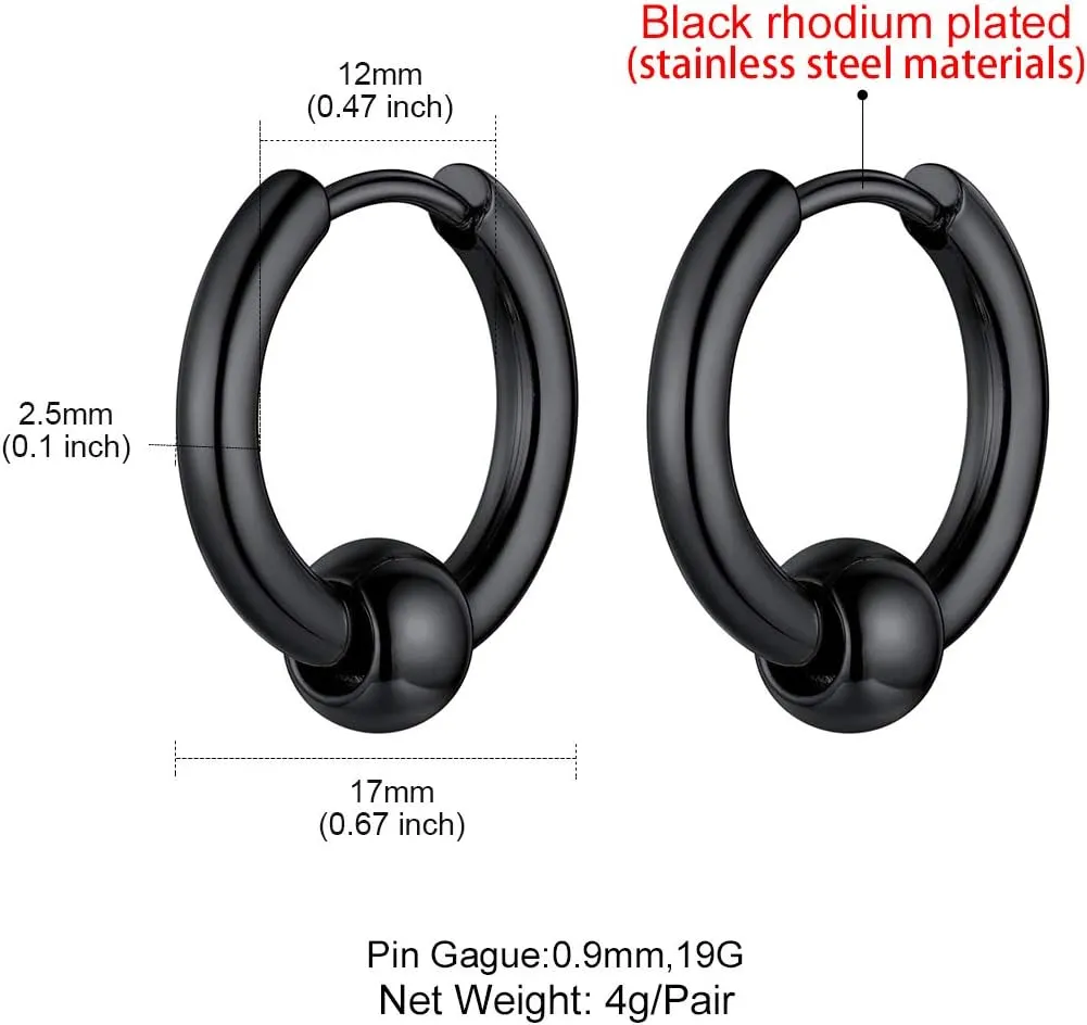 GoldChic Jewelry Mens Earrings Hoop, Surgical Steel Hipster Punk Spike Hoop Huggie Earrings for Men/Women, Hypoallergenic for Sensitive Ears,Gift Box Included
