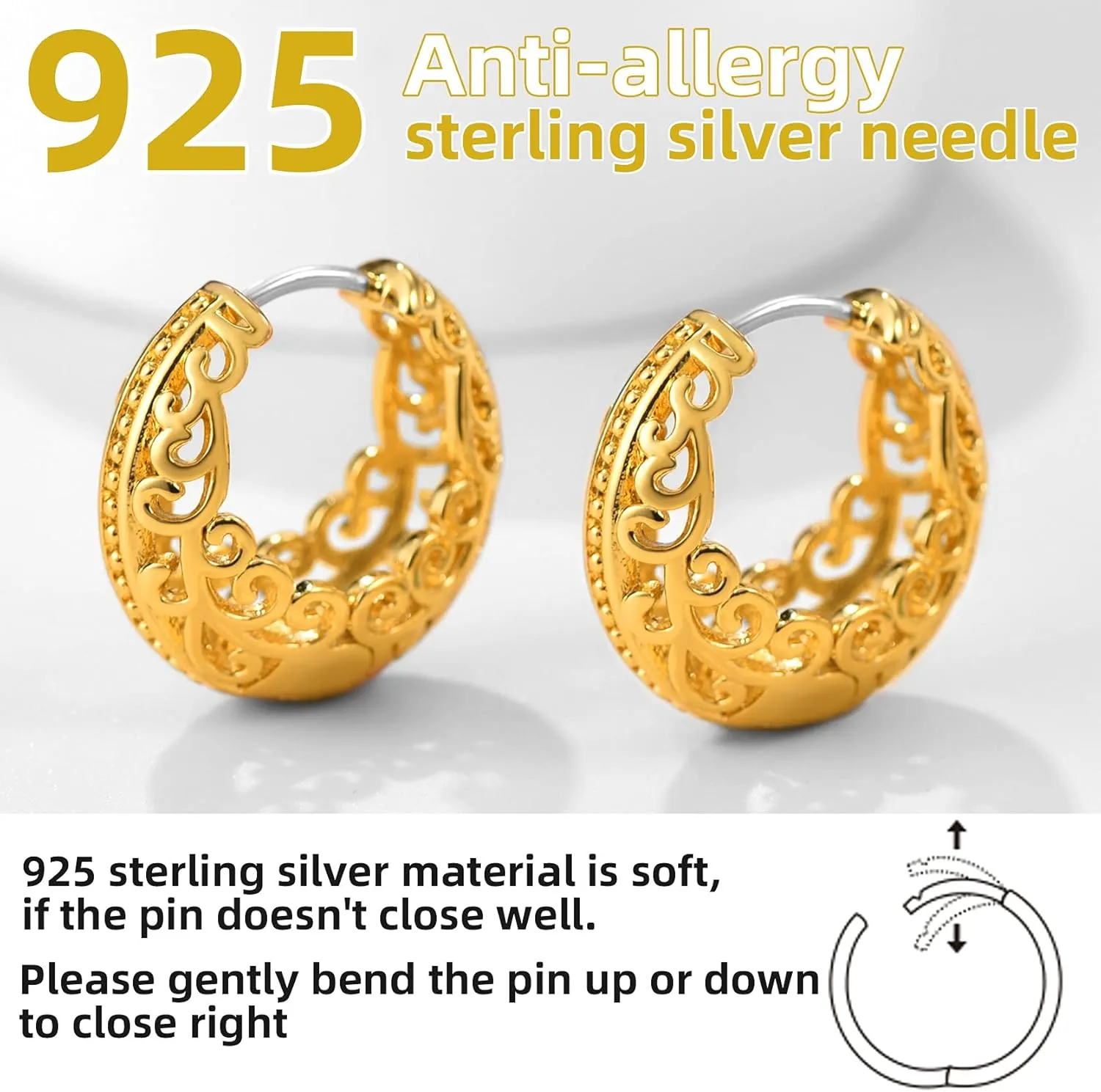 GoldChic Jewelry Small Huggie Hoop Earring for Women, Hypoallergenic Star Earrings/Heart/Square/Spike/Round Dainty Simple Huggie Earrings, Cartilage Helix Lobes Hinged Tragus Daith Earrings