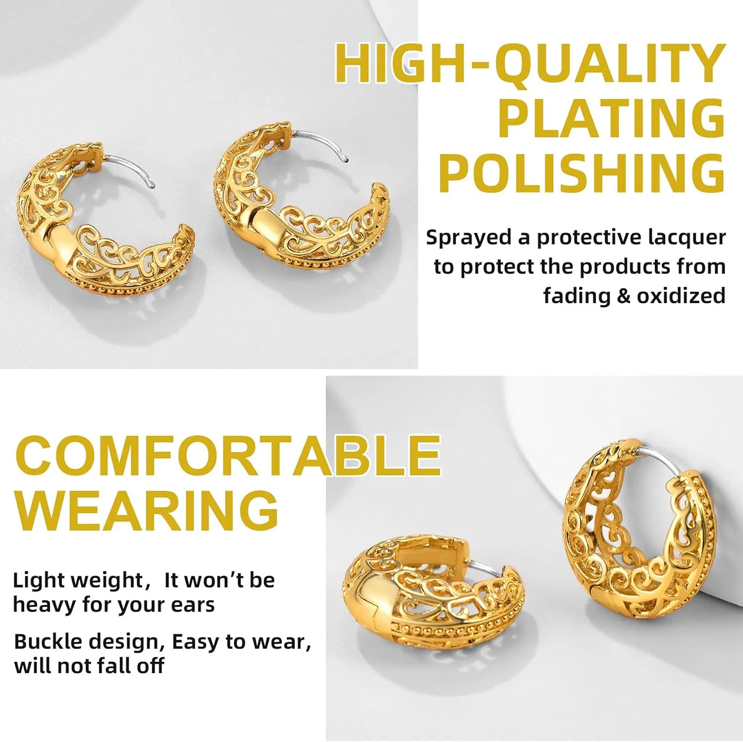 GoldChic Jewelry Small Huggie Hoop Earring for Women, Hypoallergenic Star Earrings/Heart/Square/Spike/Round Dainty Simple Huggie Earrings, Cartilage Helix Lobes Hinged Tragus Daith Earrings