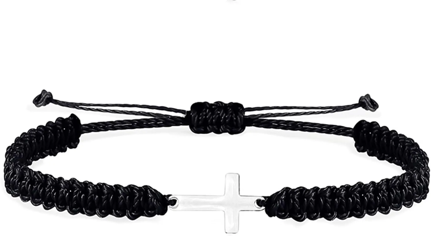 Handmade Cross Braided Protection Bracelet for Women Men Stainless Steel Charm Red Black String Rope Lucky Strand Bracelets for Christian Birthday Christmas Religious Jewelry Gifts