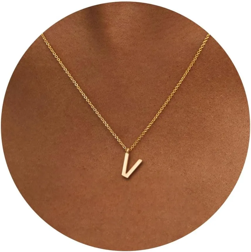 HANLI Initial Necklaces for Women - 14k Gold Plated Dainty Letter Necklace Simple Alphabet A-Z Necklace Personalized Monogram Name Necklace for Women Jewelry