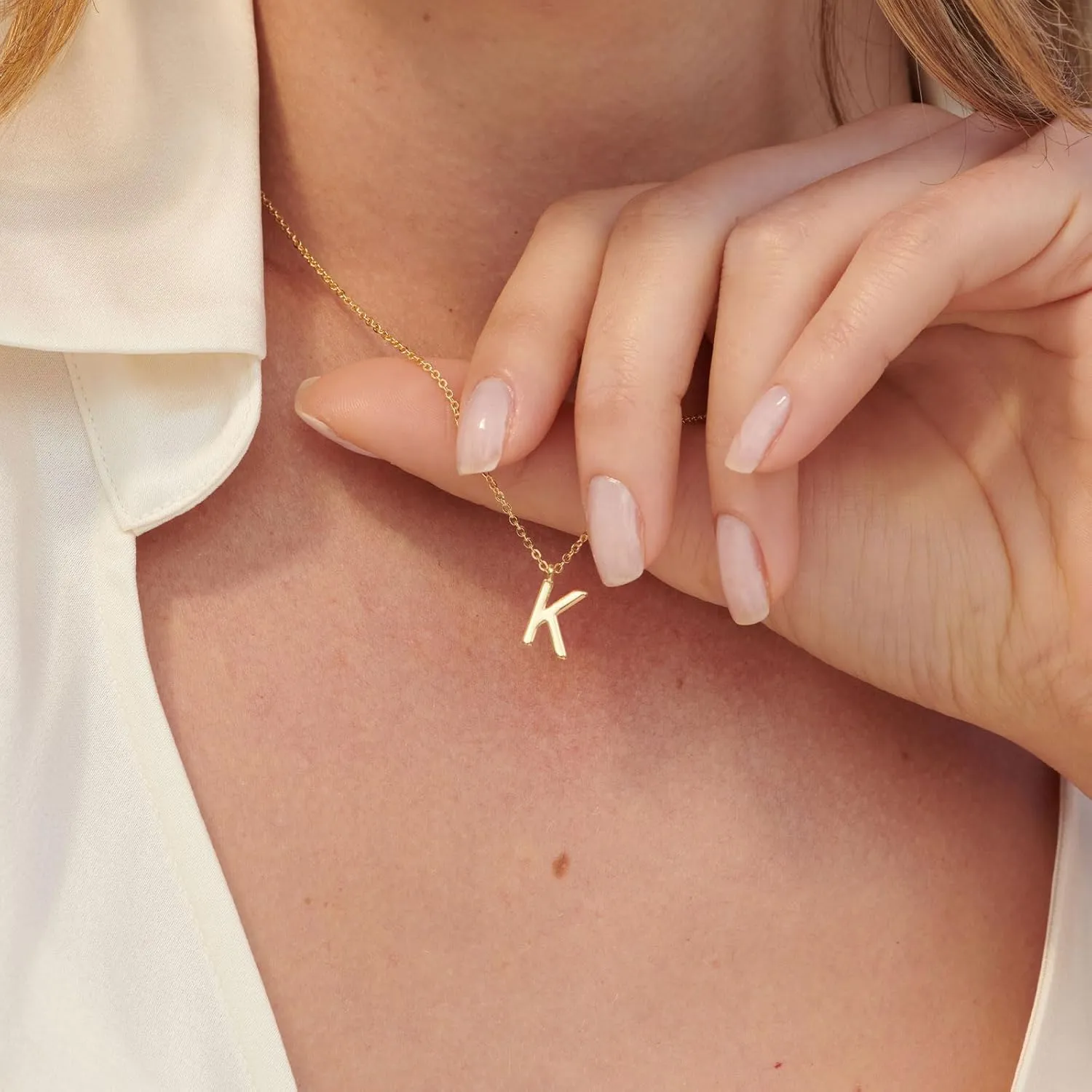 HANLI Initial Necklaces for Women - 14k Gold Plated Dainty Letter Necklace Simple Alphabet A-Z Necklace Personalized Monogram Name Necklace for Women Jewelry