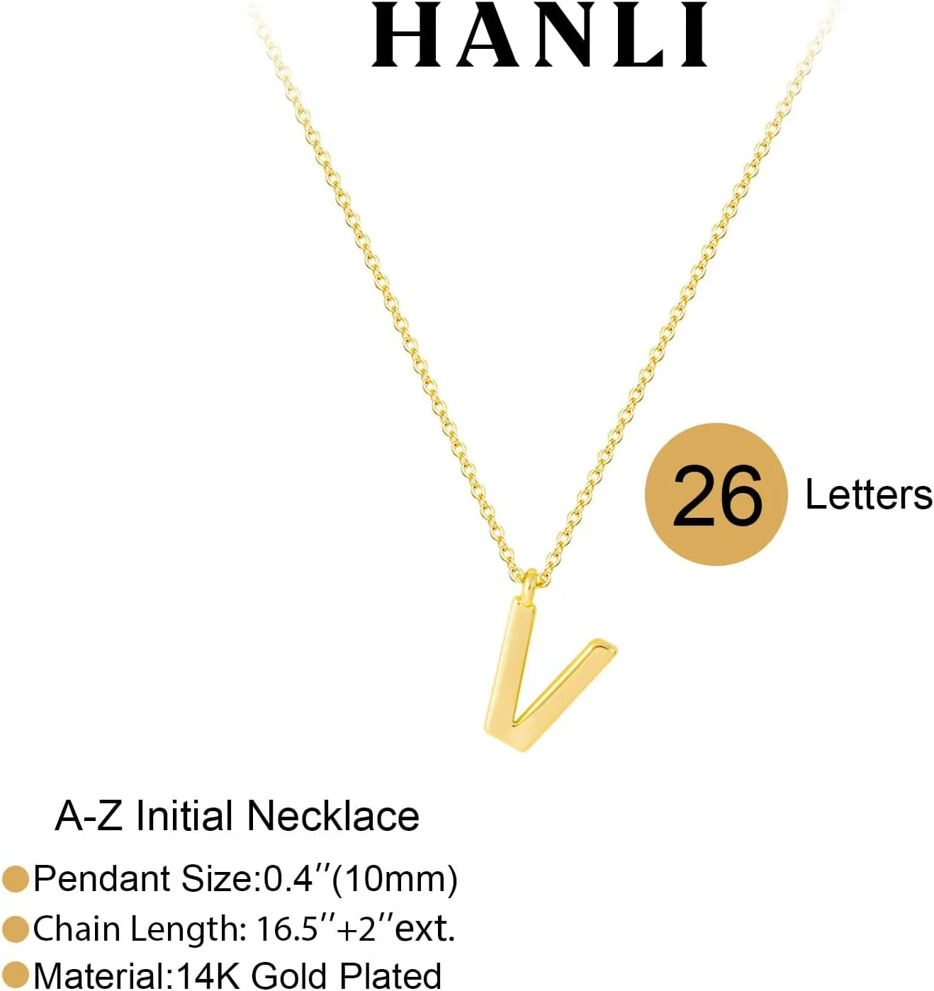 HANLI Initial Necklaces for Women - 14k Gold Plated Dainty Letter Necklace Simple Alphabet A-Z Necklace Personalized Monogram Name Necklace for Women Jewelry