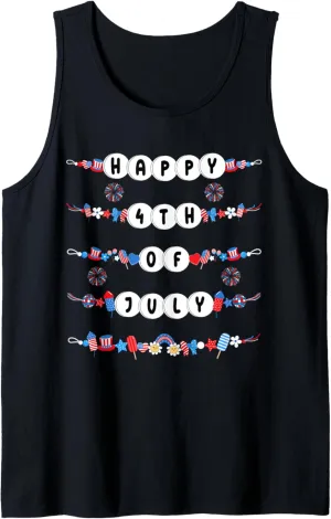 Happy 4th Of July America Friendship Bracelets USA Patriotic Tank Top
