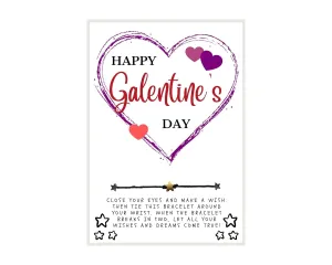 Happy GALENTINE'S Day ~ Big Heart with Little Hearts Wish, Wish Bracelet, Gal Pal Friend Wish Bracelet, Galentine Party Favor, Celebrate Friendship, Valentine's Day Gift, Holiday Wish Bracelet Style 3
