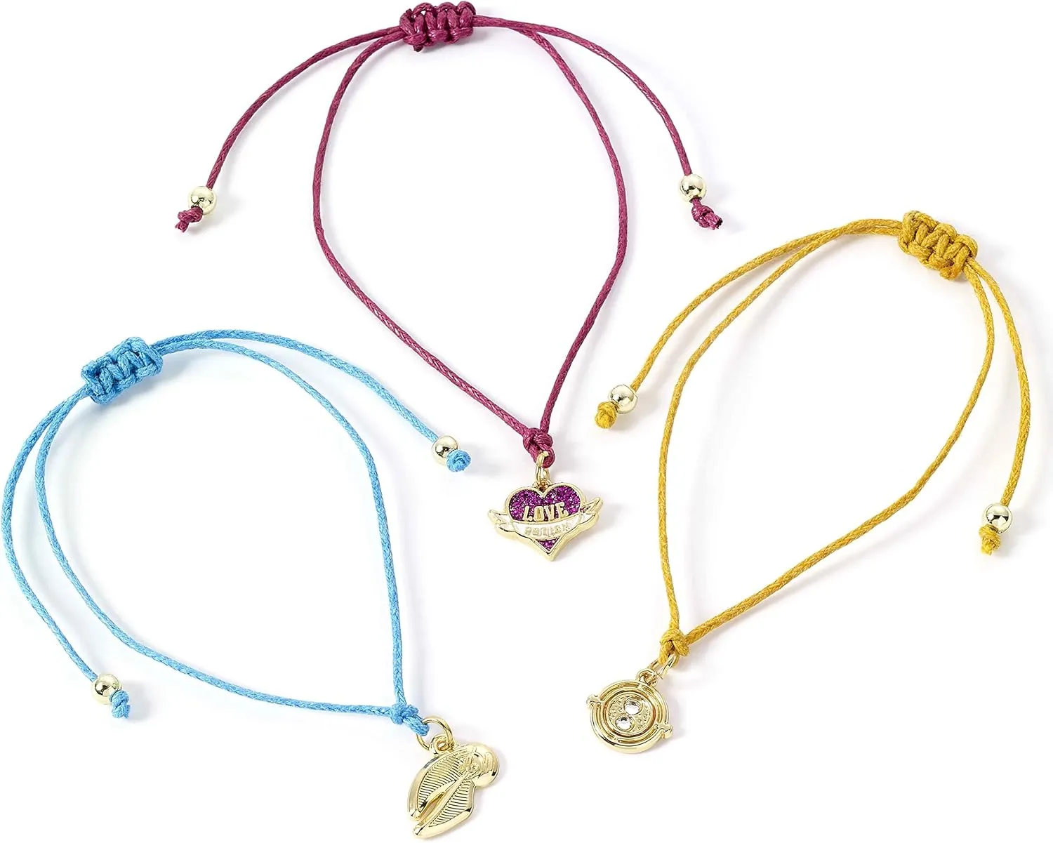 Harry Potter Official Golden Snitch,Love Potion & Time Turner Friendship Bracelet set