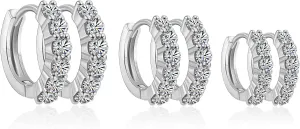 Hoop Earrings for Women Dual-sided Cubic Zircon Silver Gold Plated Trendy Cute Hoop Earrings Cartilage Earring for Women Jewelry Gift