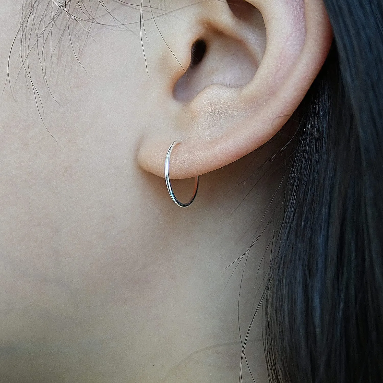 Hypoallergenic Small Silver Hoop Earrings for Women, 12mm 20 Gauge