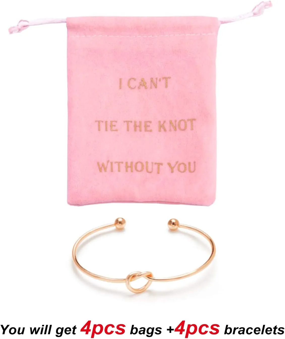 I Can't Tie The Knot Without You Bridesmaid Gift Cards Bridesmaid Bracelets Silver Tone- Set of 4,5,6
