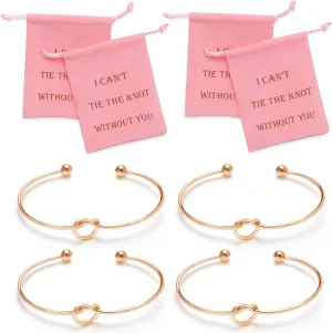 I Can't Tie The Knot Without You Bridesmaid Gift Cards Bridesmaid Bracelets Silver Tone- Set of 4,5,6