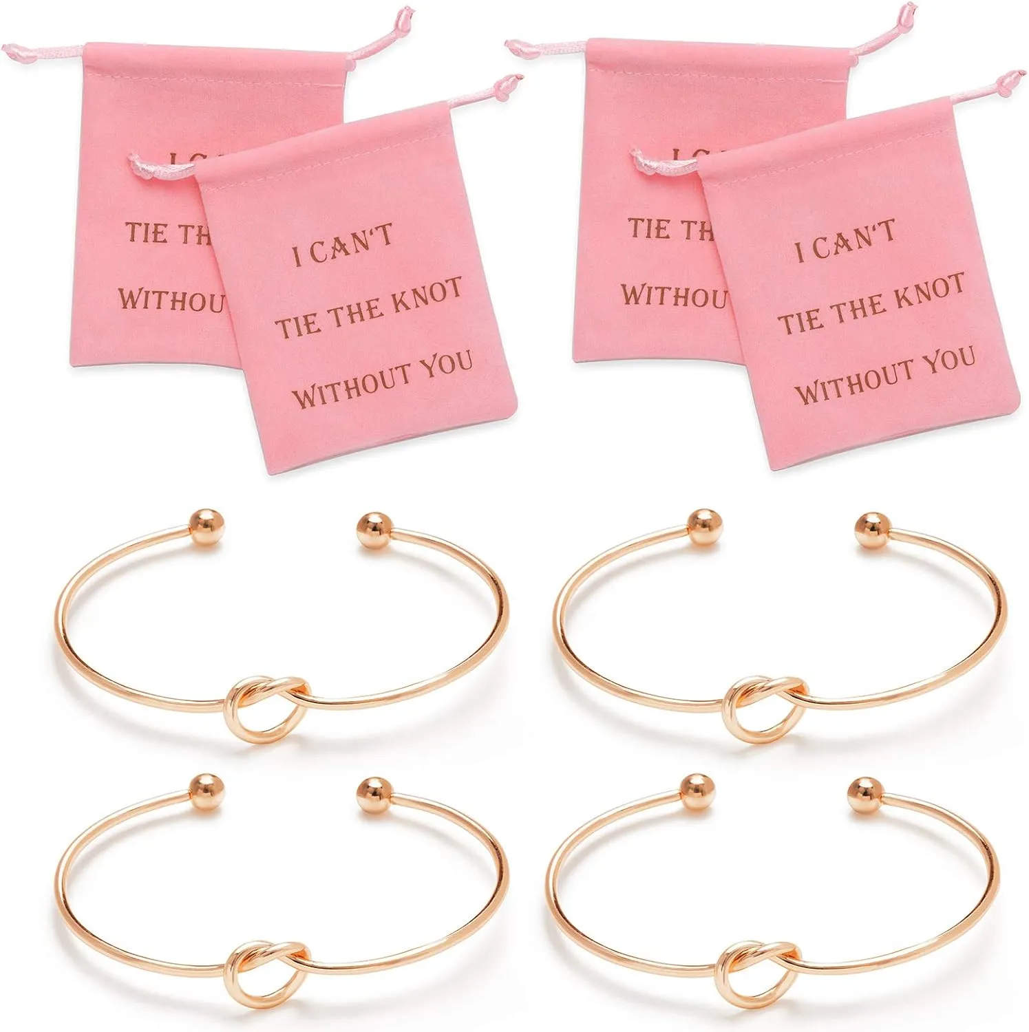 I Can't Tie The Knot Without You Bridesmaid Gift Cards Bridesmaid Bracelets Silver Tone- Set of 4,5,6