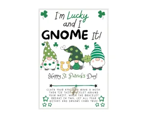 I'm Luck and I GNOME it! St. Patrick's Day Wish, Wish Bracelet, Holiday Party Favor, Thank You, St. Patrick's Day WIsh Bracelet, Co-Worker Gift, Friendship Wish Bracelet