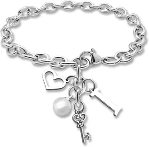 Initial A-Z Bracelets Gift for Women Girls Stainless Steel Chain Bracelet 26 Alphabet Jewelry Gifts for Birthday Anniversary Letter Bracelet Monogram Gifts for Sister Friend Girlfriends Mom 8.26 Inch