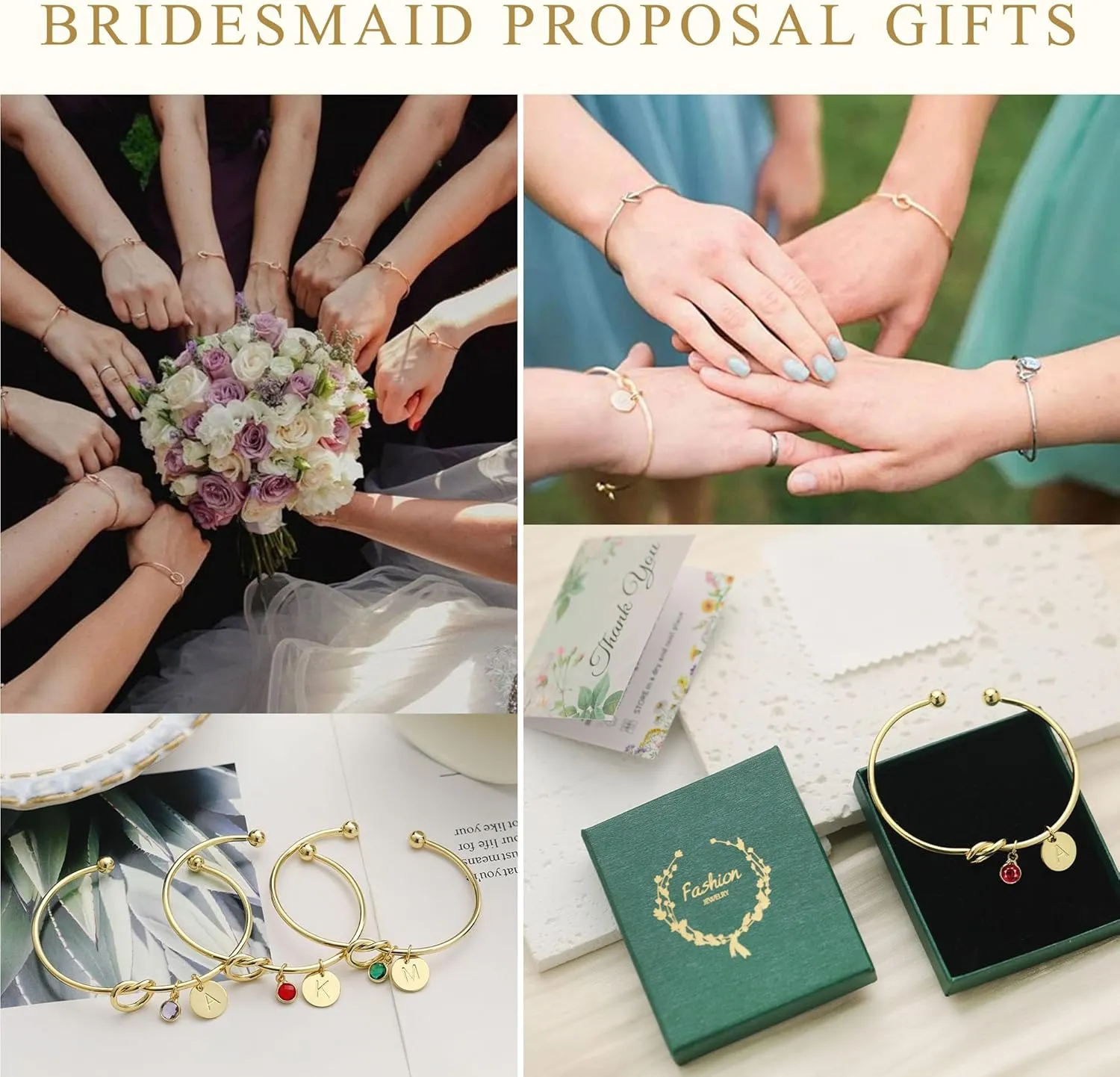 Initial Birthstone Gold Bracelets for Women Bridesmaid Proposal Gift Tie the Love Knot Cuff Bangle Bracelet 14K Gold Plated Adjustable Birthstone Bracelets Personalized A-Z Initial Charm Birthday Gift