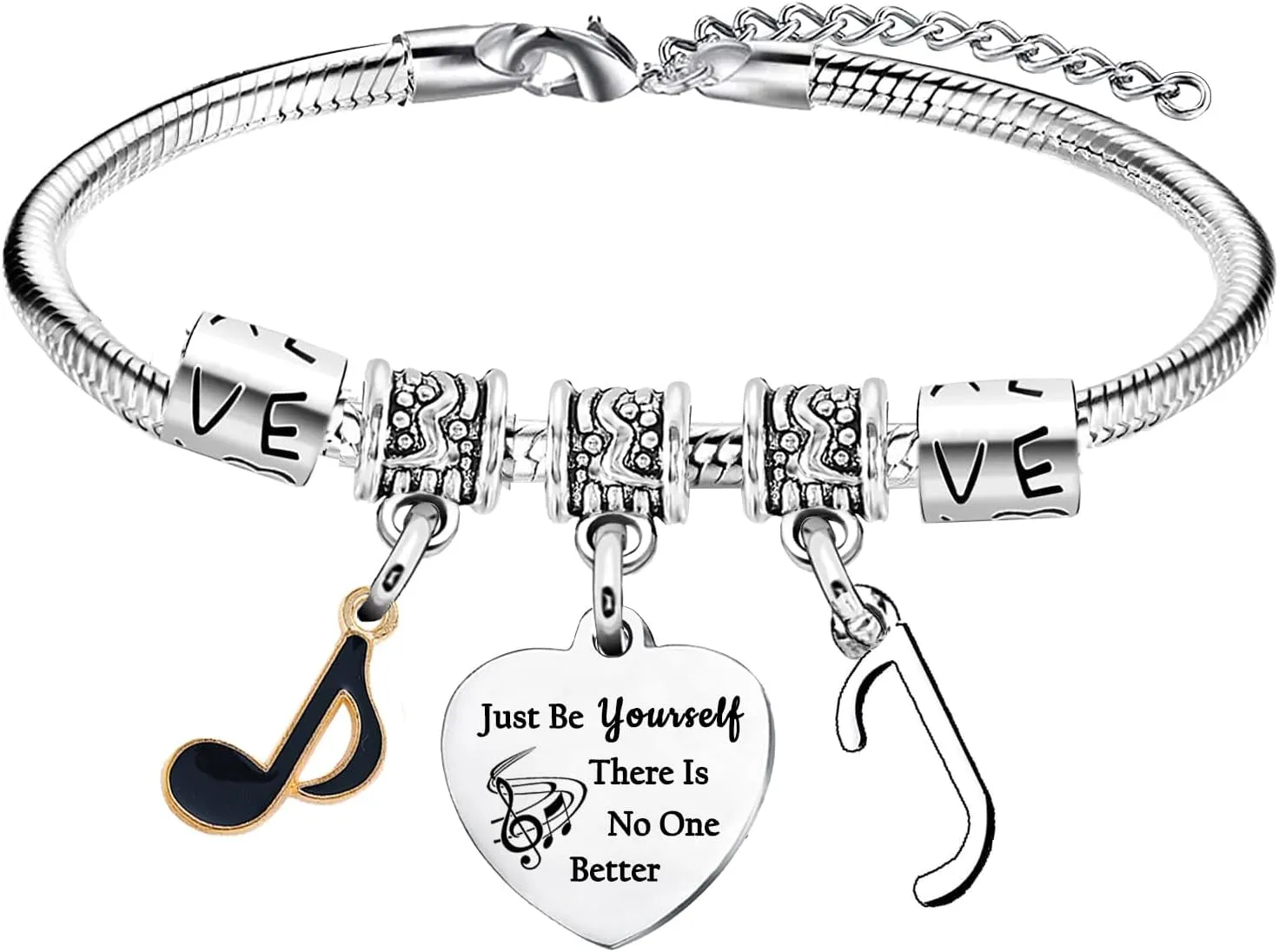 Inspirational Bracelets with Letter A-Z Initial Bracelet Music Gifts for Singer Fans Gifts Just Be Yourself Gifts for Music Lovers Gifts for Fans Musicians