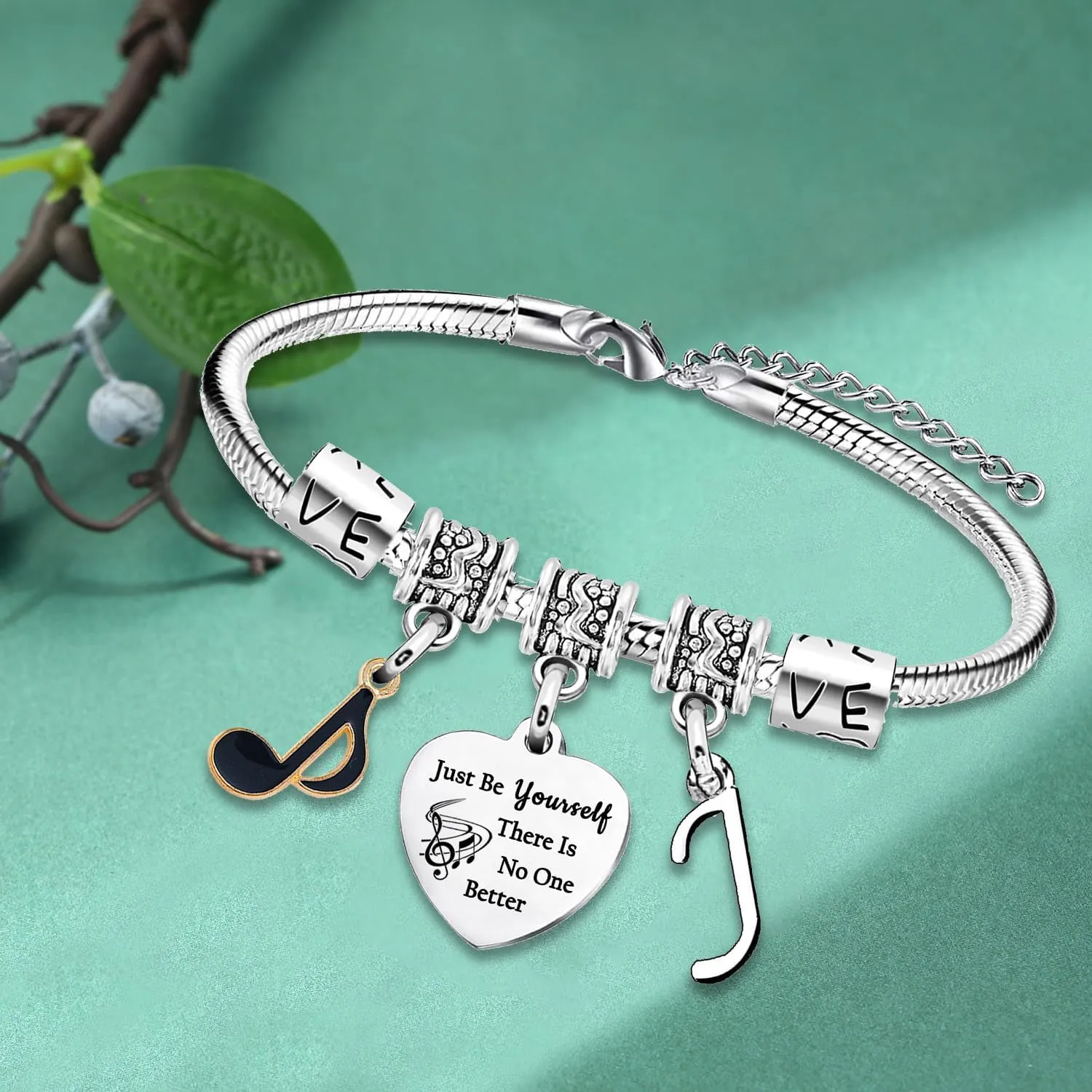 Inspirational Bracelets with Letter A-Z Initial Bracelet Music Gifts for Singer Fans Gifts Just Be Yourself Gifts for Music Lovers Gifts for Fans Musicians