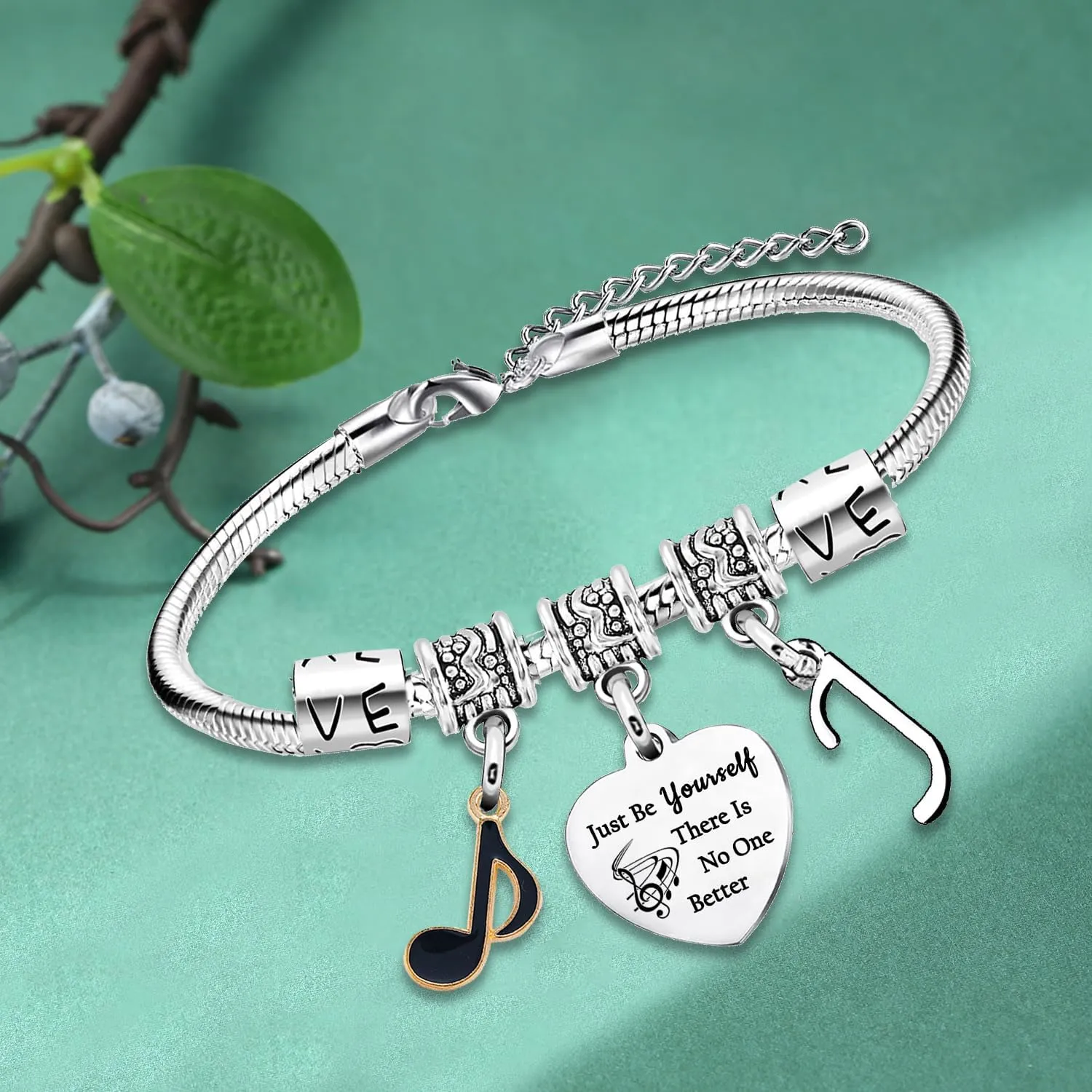 Inspirational Bracelets with Letter A-Z Initial Bracelet Music Gifts for Singer Fans Gifts Just Be Yourself Gifts for Music Lovers Gifts for Fans Musicians