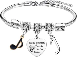 Inspirational Bracelets with Letter A-Z Initial Bracelet Music Gifts for Singer Fans Gifts Just Be Yourself Gifts for Music Lovers Gifts for Fans Musicians