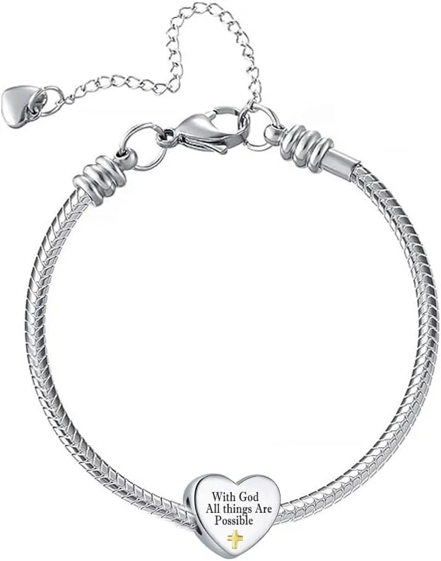 Inspirational Quote Faith Christian Bible Cross Bead Charms for Womens Bracelets