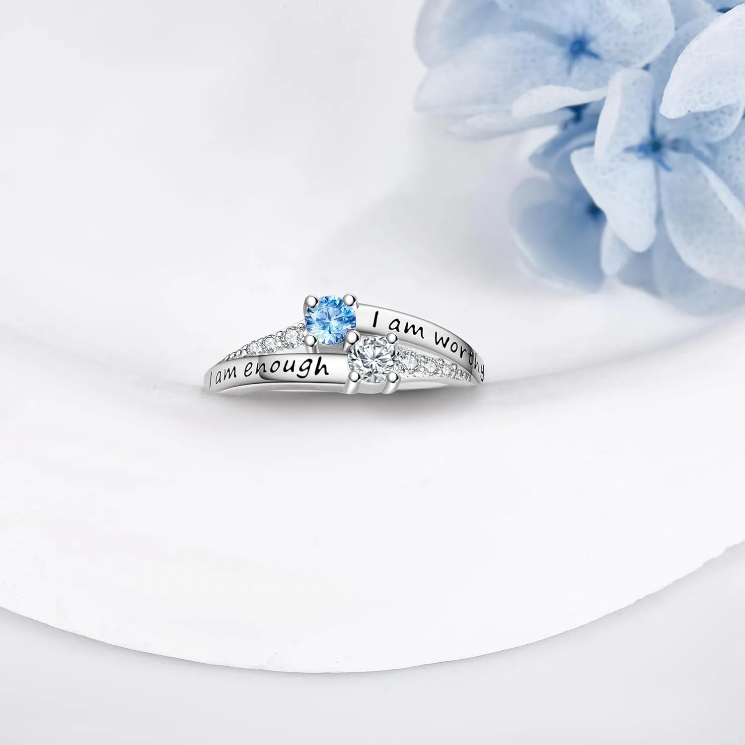 Inspirational Ring 925 Sterling Silver I Am Enough I Am Worthy I Am Strong I Am Loved Ring Spiritual Jewelry for Women