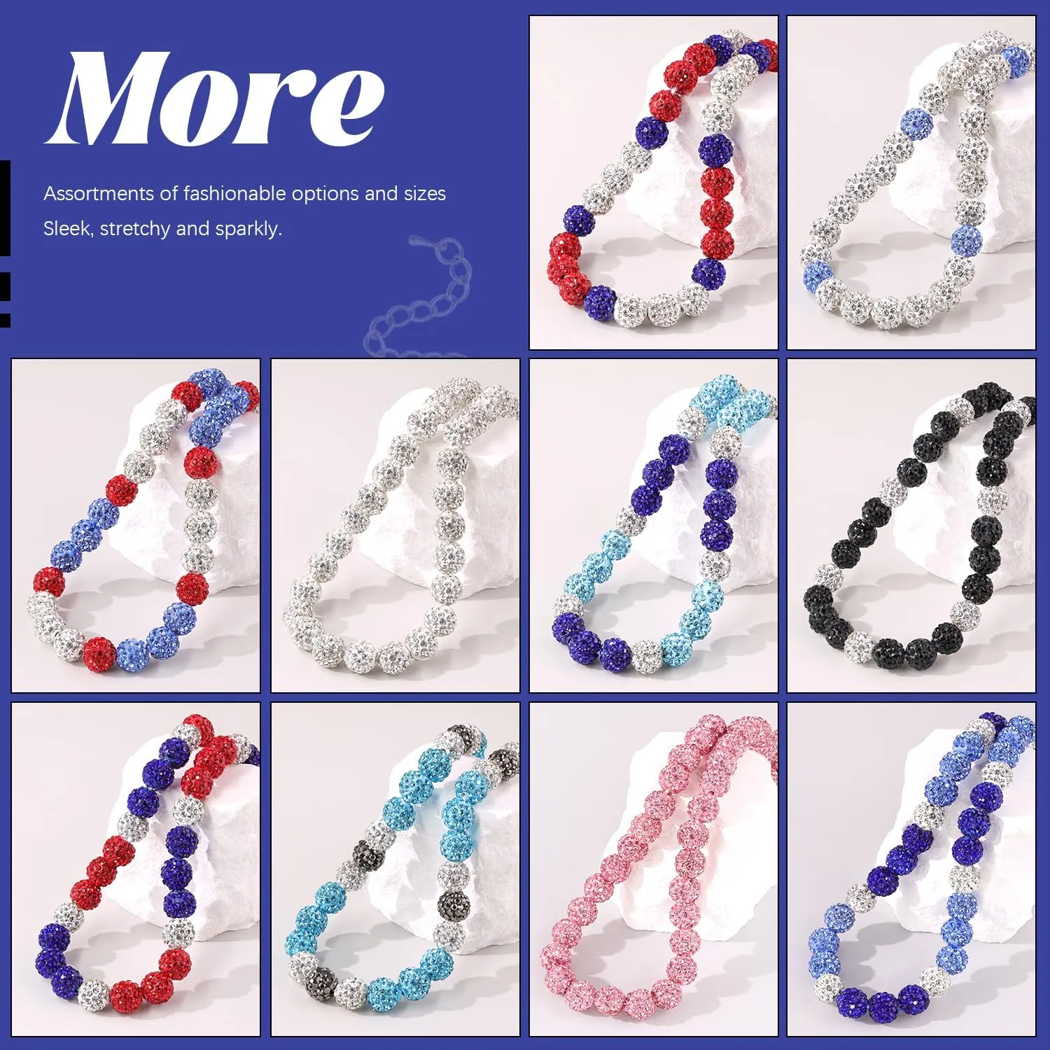 Inspired Baseball Necklaces For Boys Adults,Ice Collection Baseball Beaded necklace-Polly World Necklace Baseball 16''/18''/20''/22'',Phils Bling Elastic Baseball necklace Accessories Gifts